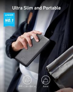 Anker Power Bank(PowerCore 10K), Compact Travel-Ready 10,000mAh Battery Pack with PowerIQ Charging Technology, 5V/3A High-Speed Charging for iPhone, iPad,and More(USB-C Input and Output(Black), 1pack)
