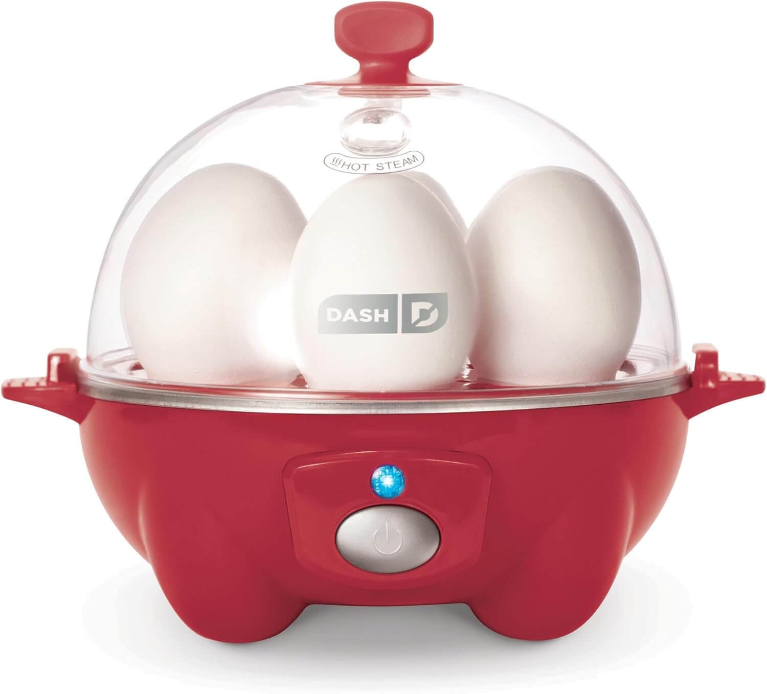 DASH Rapid Egg Cooker: 7 Egg Capacity Electric Egg Cooker for Hard Boiled Eggs, Poached Eggs, Scrambled Eggs, or Omelets with Auto Shut Off Feature - Red
