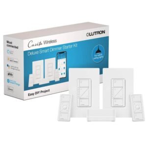 Lutron Caseta Original Smart Dimmer Switch Kit, 2 Dimmer Switches, 2 Wall Plates, 2 Pico Remotes, and Smart Hub, Works with Alexa, Apple Home, Google Home, 3 Way, 150W, No Neutral, P-BDG-PKG2W-A