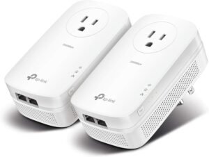TP-Link AV2000 Powerline Ethernet Adapter TL-PA9020P KIT - Powerline Network Adapter, Passthrough, 2x2 MIMO, 2 Gigabit Ports, Ethernet Over Power, Plug Pair & Play, Power Saving, Free Expert Help