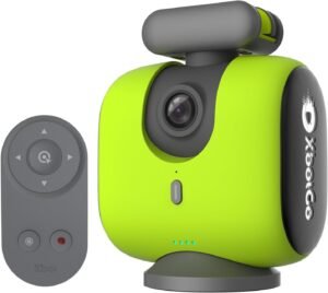 XbotGo Chameleon AI Auto Sports Action Camera - 4K 60FPS Soccer Camera and Basketball Tracking Camera for Team Sports, Live Streaming, No Subscription, Works with iOS & Android (Lemon Green)