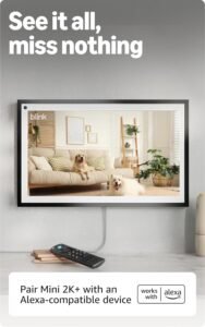 Blink Mini 2K+ (newest model) – Plug-in Home & Pet Security Camera with 2K video resolution, color night vision, enhanced audio, motion detection – 2 cameras (White)
