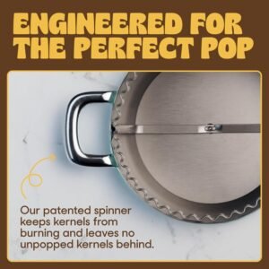 Popsmith Popcorn Popper in Cream - 6 Quart Stovetop Popcorn Machine - Stainless Steel Popcorn Maker Compatible with All Stovetops