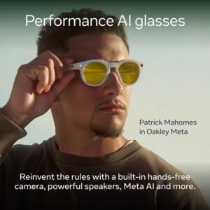 Oakley Meta HSTN, Warm Grey | Smart AI Glasses for Men, Women — Performance for Sports, Athletes — Camera, Audio, Video — 8 Hour Battery — 3K HD Resolution — Prizm™ Polarized Transitions® Lenses