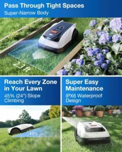 ECOVACS Goat O1000 RTK Robot Lawn Mower, 8.66" Cutting Width, Wire-Free Vision for 1/4 Acre Lawn, Automated Mapping, APP Control, 3D Obstacle Avoidance, Zero-Edge Cutting