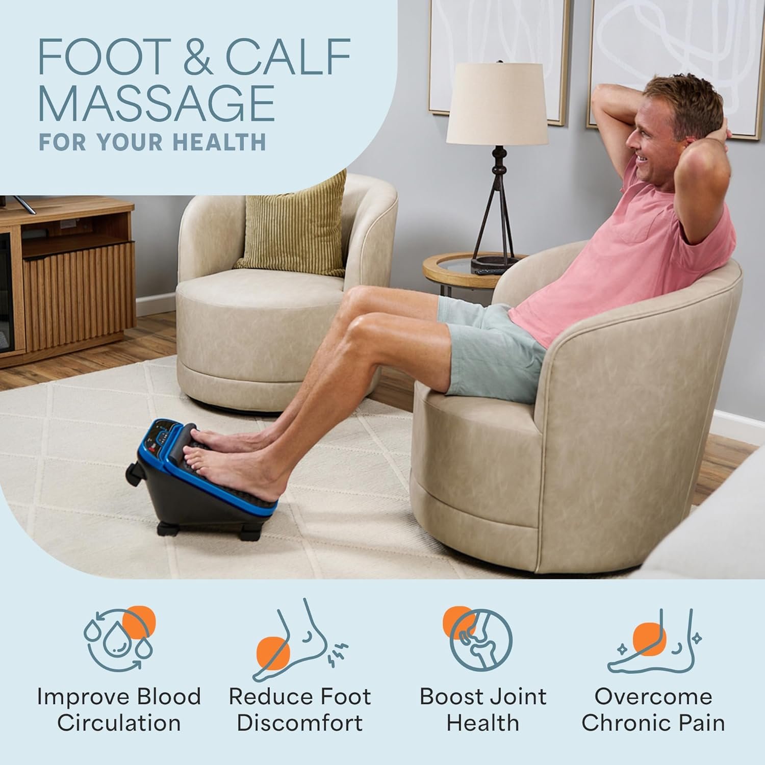 LifePro VibraFlow Foot Massager for Neuropathy - Relaxing Calf and Foot Therapy with Heat Option for Maximum Soothing Relief - Massager for Blood Circulation and Revitalization