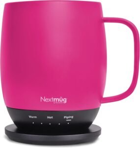 Nextmug - Temperature-Controlled, Self-Heating Coffee Mug (True Pink - 14 oz.)