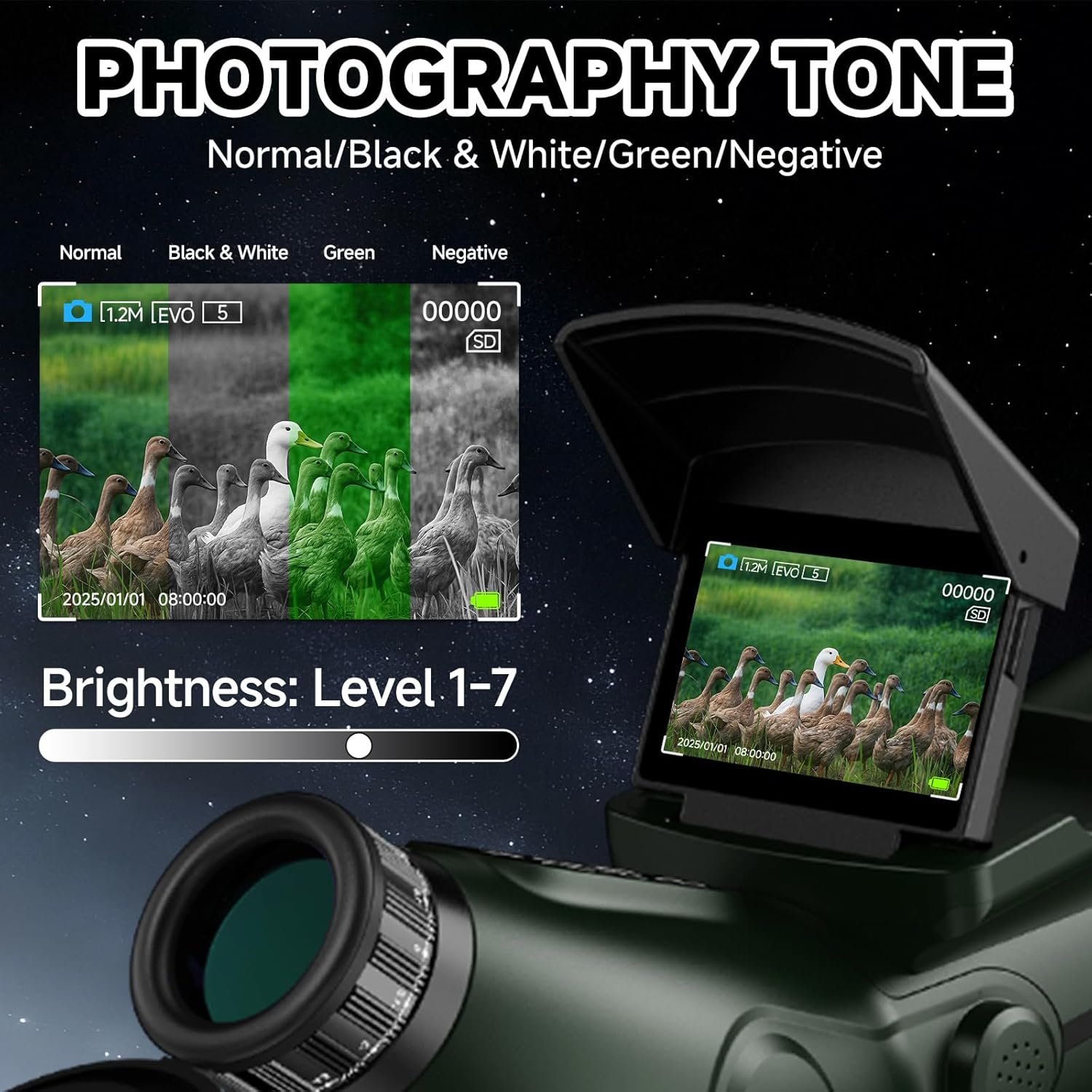 Smart portable digital telescope with 4K astrophotography camera capturing stars and moon at night