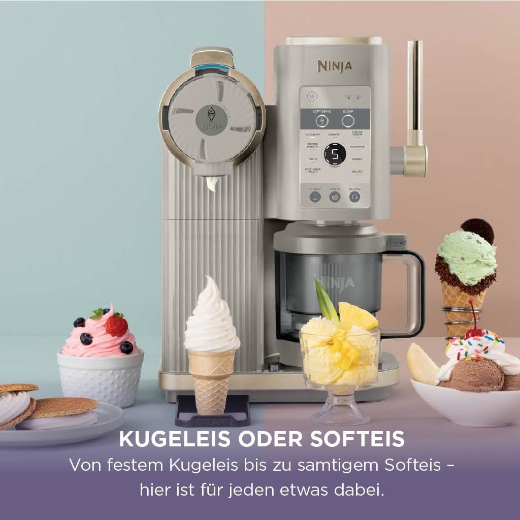 Ninja CREAMi Scoop & Swirl Ice Cream Maker in a modern family kitchen