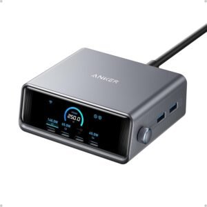 Anker Prime 250W six-port charging station with LCD display and USB charging ports