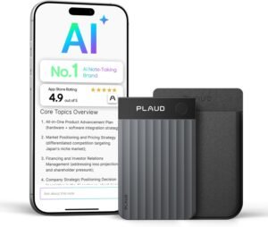 PLAUD Note Pro AI voice recorder in black with built-in display