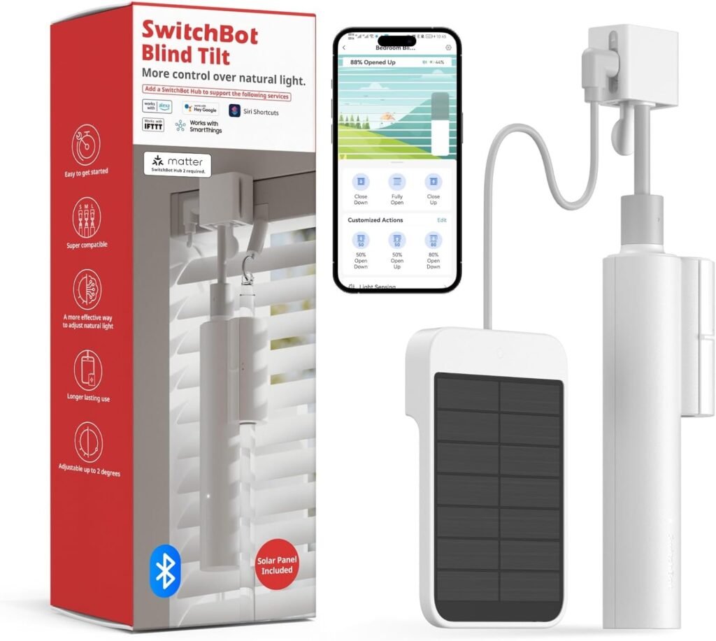 SwitchBot Blind Tilt smart controller fitted to horizontal window blinds