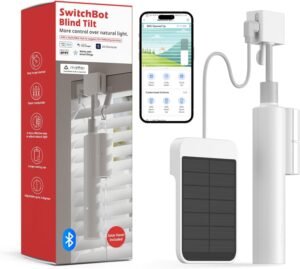 SwitchBot Blind Tilt smart controller fitted to horizontal window blinds
