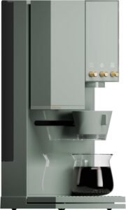 xBloom Studio smart coffee machine in Sage Green and Gold with integrated grinder, scale and automatic brewing system